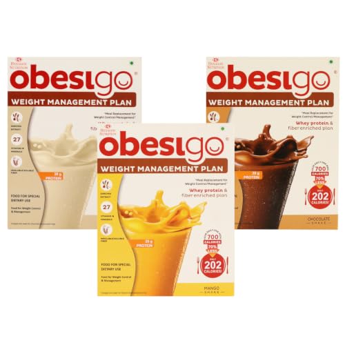 [BRSRYGT5OYJRS3Y3] Obesigo BLCD - Weight Management | Vanilla + Chocolate + Mango - 350Gm (7 Sachets*50g)
