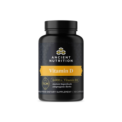[BRSWGHADOIOR4DLB] Ancient Nutrition Vitamin D Supplement, 5,000 IU Vitamin D for Immune Support, Made from Bone Broth and Mushroom Extract, Supports Healthy Inflammation, Paleo and Keto Friendly, 60 Capsules