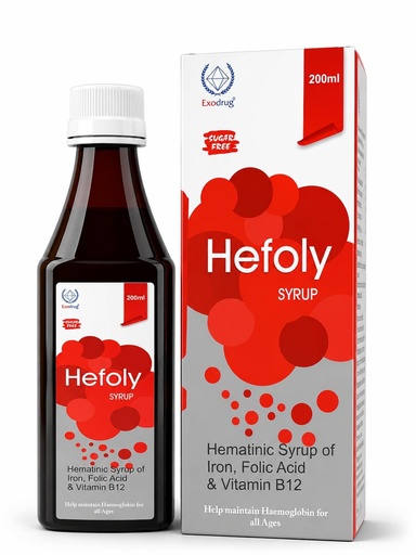 [BRSRYFT6OQCRUDLG] Healthy Hefoly Syrup 200ml | Iron, Folic Acid & Vitamin B12 Syrup | Sugar Free Hematinic Formula | Supports Hemoglobin Formation & Red Blood Cell Production | Nutritional Health Supplement for Adults
