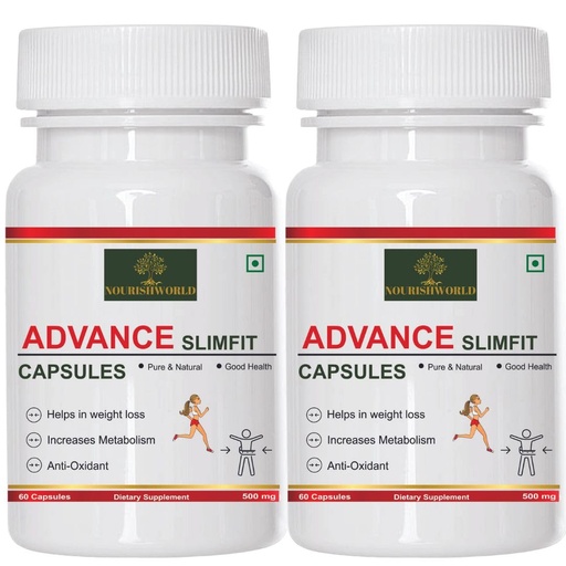 [BRSROAQPB54GOFDL] NOURISHWORLD INC | ADVANCE SLIMFIT Ayurvedic Capsules for Scientific Weight Management | For Men & Women (Pack of 2)