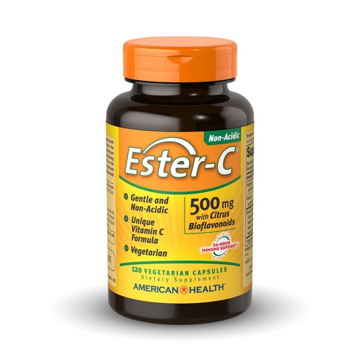 [BRSWIFAIB4EBWGTE] American Health Ester-C 500 mg with Citrus Bioflavonoids - 120 Vegetarian Capsules - 24-Hour Immune Support - Non-GMO, Vegan, Gluten Free - 60 Servings