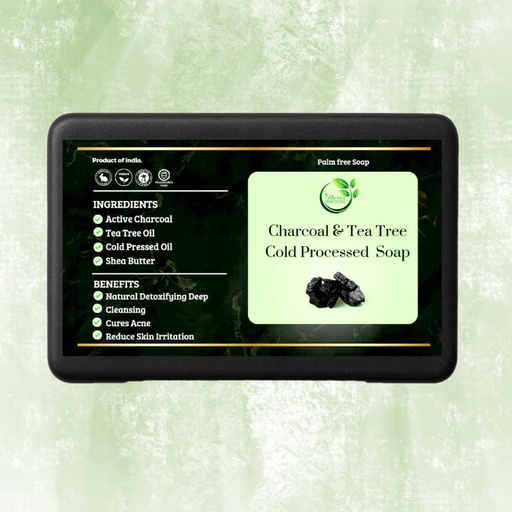 [BRSREBT6AFYGO2D7] Naira's Organic Essential Vitamin E Charcoal Tea Tree Soap For Men & Women Pack of 1, 100g