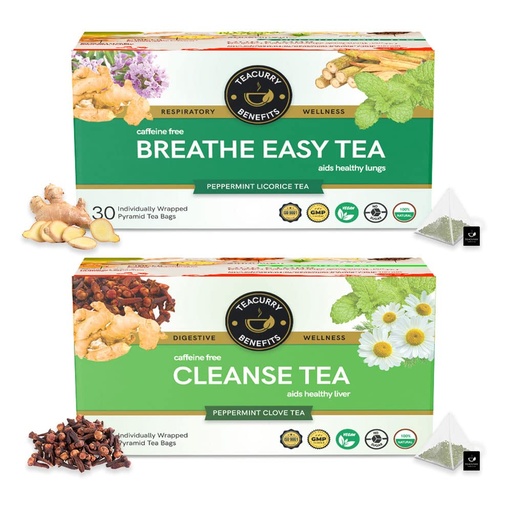 [BRSRMGD7C4BB42TH] TEACURRY Lung Detox and Liver Detox Tea Combo (2 Month Box | 60 + 60 Teabags) - support to quit Smoking and Drinking Alcohol