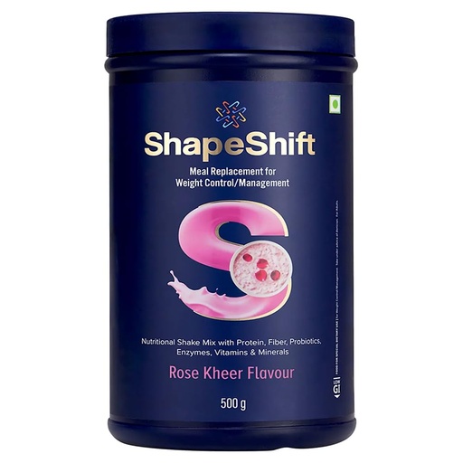 [BRSRYZQ7OQMQEGTX] ShapeShift Meal Replacement Shake, Rose Kheer Flavour, with Protein, Fiber, Probiotics, Enzymes, Vitamins & Minerals, 500 g