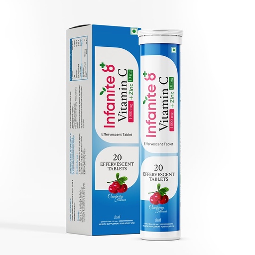 [BRSREHYOBMHQGG34] Infanite 8 Vitamin C Effervescent Tablets with Zinc & NAC | Immunity Booster & Respiratory Support | Antioxidant & Collagen Support | 20 Effervescent Tablets