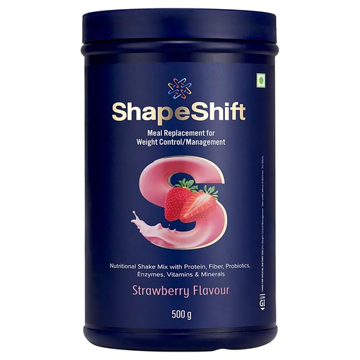 [BRSRYZQ7OQGQY3TX] ShapeShift Meal Replacement Shake, Strawberry Flavour, with Protein, Fibre, Probiotics, Enzymes, Vitamins & Minerals, 500 g