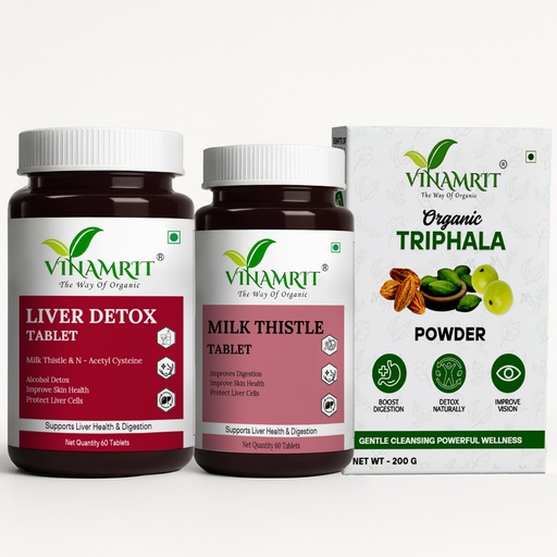 [BRSRGYAEBB7RECA3] Liver Detox & Cleansing Pack | Herbal Liver Detox Capsules, Milk Thistle & Triphala Powder | Ayurvedic Liver Cleanse, Fatty Liver Support, Detox Supplement for Men & Women