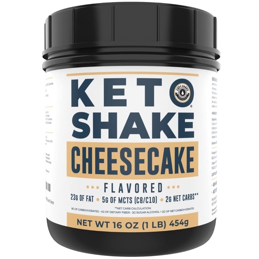 [BRSRMYD6O4OWYCAY] 16oz Cheesecake Keto Meal Replacement Shake - Low Carb Keto Protein Powder Mix, High Fat Protein Shake with MCTs from Coconut Oil Powder, Collagen Peptides and Real USA Cream Cheese - 2 Net Carbs