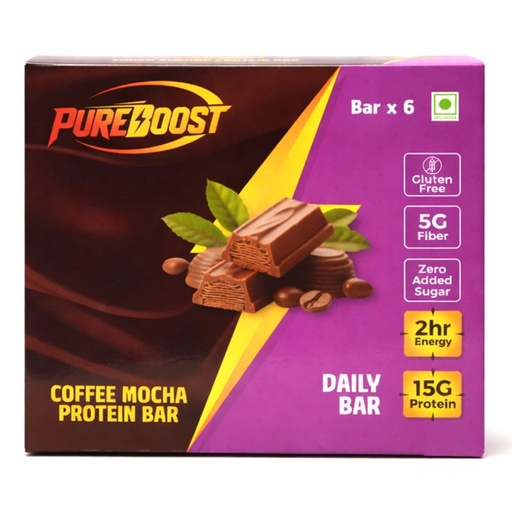[BRSRGAIYBMMAI3LD] Coffee Mocha Protein Bar |15g Protein Energy Bar | Gluten Free High Fiber Healthy Snack | Zero Added Sugar Nutrition Bar | Pre & Post Workout Gym -50g (Pack of 6)