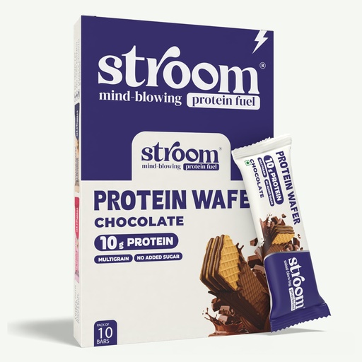 [BRSRGZ33CUIQKYDA] STROOM 10g Chocolate Protein Wafers (10 Bars, 40 Grams Each) |100% Vegetarian, No Added Sugar, No Maida & No Palm Oil | Multigrain Crispy Wafer, High Fibre | Healthy Snack (400 G)