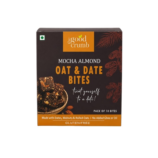 [BRSRYEIQDIDW2D3J] The Good Crumb Mocha Almond Oat and Date Bites I 10 Bites I Coffee Flavored I 180g I Gluten-Free I Naturally Sweetened with Dates I No Added Refined Sugar I 9g Protein I Energy Snack