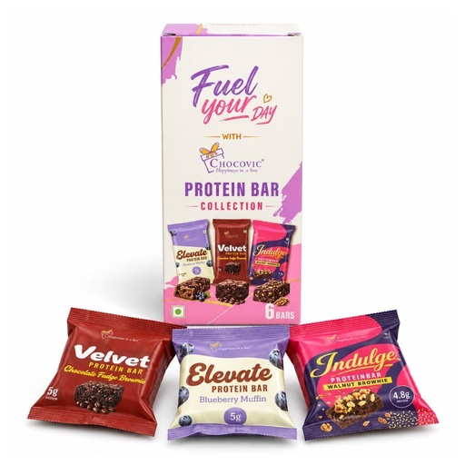 [BRSRYGIHOIHQYAYY] Chocovic Protein Bar Collection, Pack of 6, 3 Flavours, Approx. 30g Protein | Daily Protein Bars