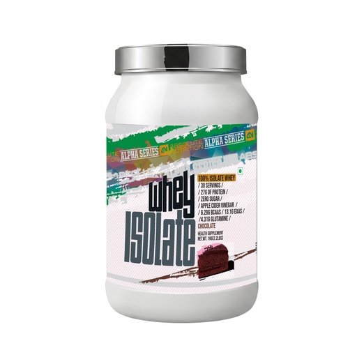 [BRSRYZARAUIWEDTK] Absolute Nutrition Alpha Series Whey Protein Isolate Powder | 27g Protein per Serving | Zero Added Sugar | DigeZyme Digestive Enzymes | Apple Cider Vinegar | 1kg (Chocolate)