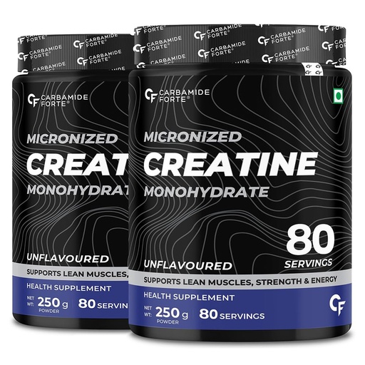 [BRSROCQZDMNGAFA2] Carbamide Forte Micronised Creatine Monohydrate Powder | Creatine Supplement for Lean Muscle Volumization, Strength & Energy - Unflavoured - 83 Servings - 250g (Pack of 2)