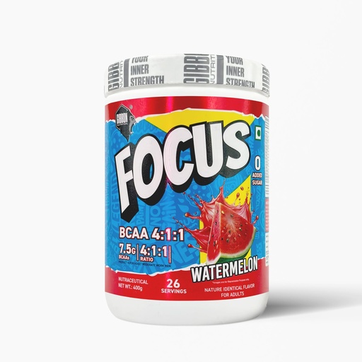 [BRSRGA3QOV7RG3D6] GIBBON Focus BCAA 4:1:1 Powder with Beta Alanine & L-Glutamine | Advanced Muscle Recovery & Endurance Support | Amino Acid Supplement for Lean Muscle & Performance | 400g | 26 Servings (400 Gm, Watermelon)