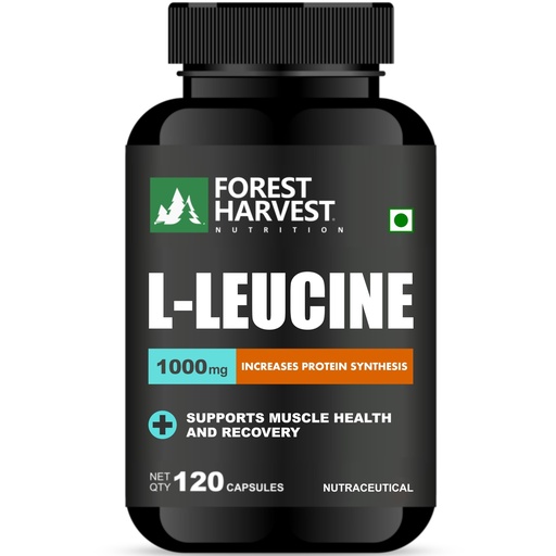 [BRSREYYECV5B4HY2] L-Leucine | 1000 mg per Serving | Supports Muscle Growth, Recovery & Strength | Fitness & Performance Support | 120 Veg Capsules | FSSAI, WHO-GMP, ISO & HACCP Certified