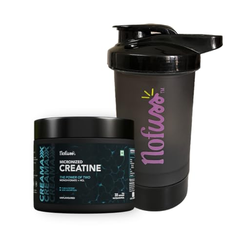 [BRSRYGD3PIDWY2DP] NoFuss® Micronised Creatine Monohydrate + HCL with Shaker | Faster Absorption | Strength, Muscle Growth & Recovery | Men & Women | Unflavored |100g