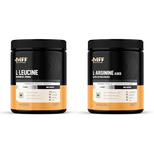 [BRSRYYACOVYAAD3X] MyFitFuel L-Leucine (0.44 lbs) 200 gm (Unflavored) | MyFitFuel L Arginine Alpha-Ketoglutarate (AAKG) Pre Workout Powder | 200gm (Unflavoured)