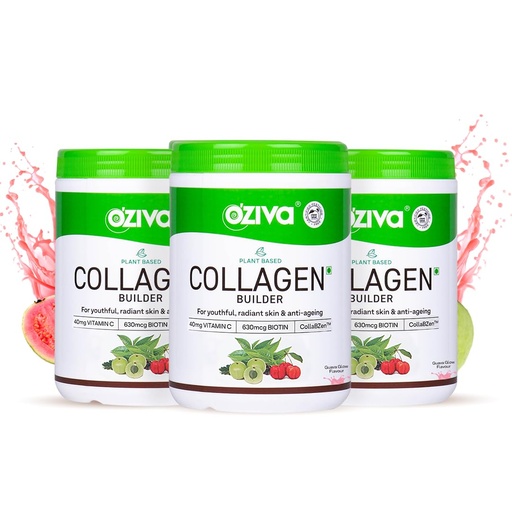 [BRSROGILDMFAAE34] OZiva Vegan Collagen Powder, Skin, Hair & Nails, Biotin, Guava Glow, 200g