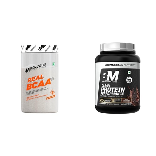 [BRSRYYADCUARU2D2] Bigmuscles Nutrition Real Bcaa With Electrolytes [90 Servings,Summer Bonanza]|Bcaa Powder In 2:1:1 | Bigmuscles Nutrition Clean Whey Protein Performance [1kg, Rich Chocolate] | 25g Protein with 8 Nat