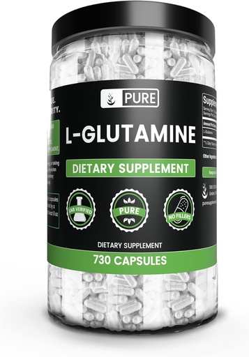 [BRSWGAI2OYBRUCQ7] Pure Original Ingredients L-Glutamine (730 Capsules) No Magnesium Or Rice Fillers, Always Pure, Lab Verified