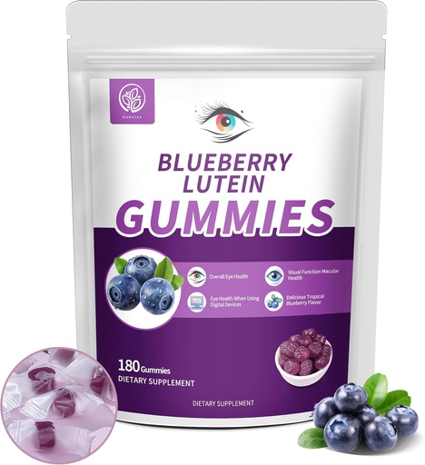 [BRSROADROUMWOFYV] Blueberry Lutin Ull Vivenes Gigabyes amb 180 Compte - 3 mes de subministrament, Vega Ull Salut suplementari per a nens i adults, Lutein Gunk per a Visió Clarity i Blue Light