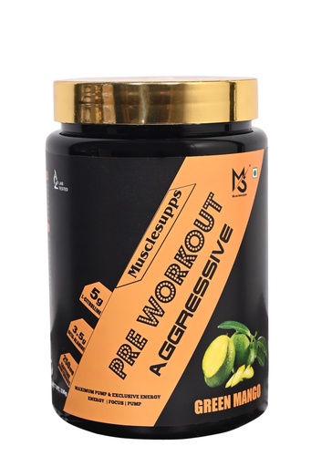 [BRSREHA3BB5BS3AU] Pre Workout Aggressive | Boost Energy, Enhance Focus & Maximize Muscle Pumps (330g, Green Mango)