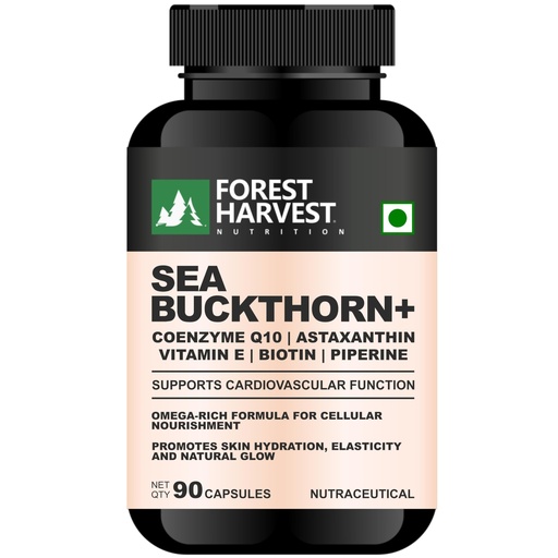 [BRSREGL7CEBQICQV] Sea Buckthorn 10X Extract with CoQ10, Astaxanthin, Grape Seed, Vitamin E, C, Biotin & Piperine | 90 Capsules | Antioxidant, Skin, Hair & Immune Support | WHO-GMP, ISO, HACCP Certified