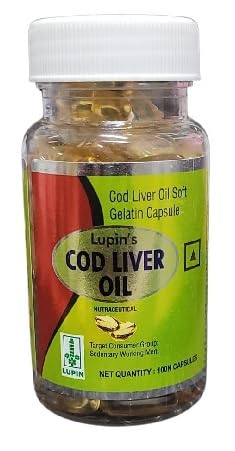 [BRSRGCT4CV4BS33X] LUPIN'S Cod Liver Oil Soft Gelatin Capsules - Omega 3, Vitamin A & D - Joint, Heart & Brain Support - 100 Softgels