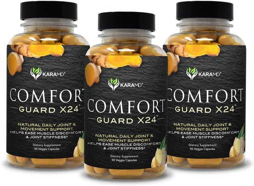 [BRSRAZQ3AEDR4YAZ] KaraMD Comfort Guard X24 | Joint & Movement Support Supplement | Turmeric Curcumin, Boswellia & Ginger | Ease Muscle Discomfort & Joint Stiffness | Non-GMO, Gluten Free & Vegan Friendly (3 Pack)
