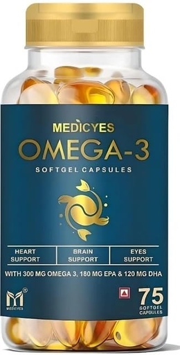 [BRSREC32A4HBSA3J] Omega 3 Fish Oil 1000mg Softgel (75 No) with EPA 180 and DHA 120