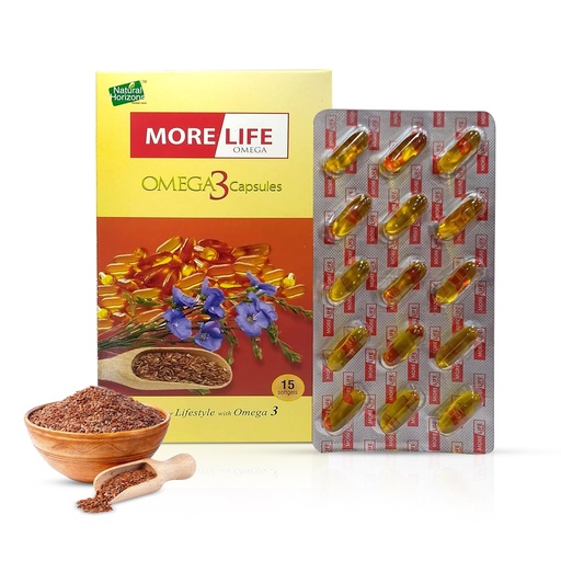 [BRSROYI7OQORYFDU] More Life Omega 3 Flaxseed Oil Capsules | Plant-Based Omega 3 Supplement for Heart, Joint & Skin Health | Supports Hair Growth & Lipid Balance | 15 Softgels | Pack of 1