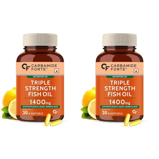 [BRSRAFQ5DMFQMELP] Carbamide Forte Triple Strength Omega 3 Fish Oil 1400mg with Multivitamin Capsule for Men & Women - 30 Capsules (Pack of 2)