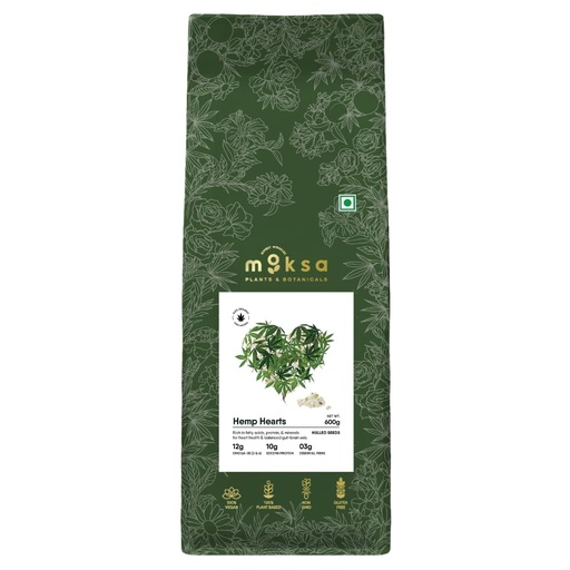 [BRSRYZYCCQARMDLH] Moksa Hemp Hearts Hulled Seeds | Rich in Omega 3, 6 & 9 | Plant-Based Protein | High Fibre Superfood | Vegan | Gluten Free | Non-GMO (600gm)