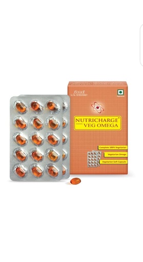 [BRSRYYAQDECQ2ALU] Nutriicharge Veg Omega Capsules | Plant-Based Omega 3 6 9 Supplement | Flaxseed Oil Formula | Supports Heart, Brain & Daily Wellness | Vegetarian Softgels