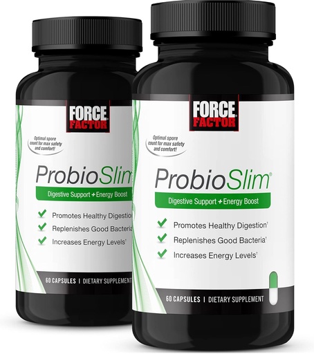 [BRSWYHYKAF5GCDQ7] Factor de fuerza ProbioSlim Probiotic Supplement for Women and Men with Probiotics and Green Tea Extract, Reduce Gas, Bloating, Constipation, Support Digestive and Gut Health, 120 Capsules (2-Pack)