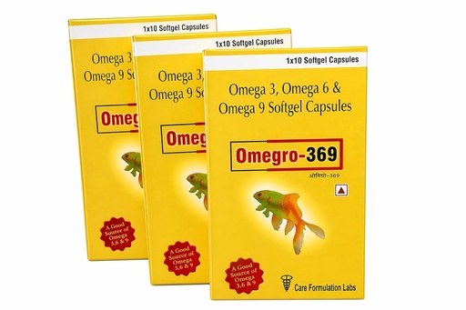 [BRSRYGIDO4PW2GY3] NEW Omegaa Omegro-369 Omega 3, 6 & 9 Softgel Capsules, Essential Fatty Acids Supplement by Care Formulation Labs 30 Capsules