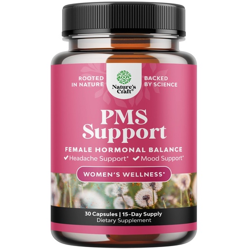 [BRSROYYHDF7GKEQ2] PMS Support Supplement for Women – Hormone Balance for Women & Menstrual Ease with DIM, Chasteberry, Black Cohosh & Ashwagandha - for Period Cramps Ease, Menopause Bloating, Mood Swing – 30 Ct
