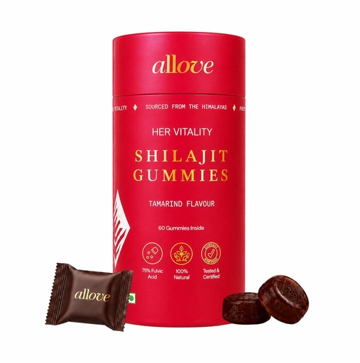 [BRSRYFQHC4HREYIU] Allove Her Vitality Shilajit 60 Gummies | Shatavari & Ashoka | Tamarind