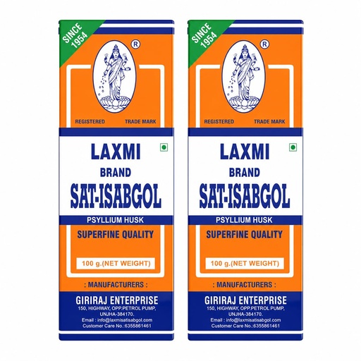 [BRSW2HD6B4GWC3TA] Laxmi Sat Isabgol Psyllium Husk Powder-100 gm (Pack of 2) | For Constipation Relief & Gut Health | High Fiber Supplement | Supports Easy Bowel Movement, Digestive Wellness & Bloating Relief | 100 gm (Pack of 2)