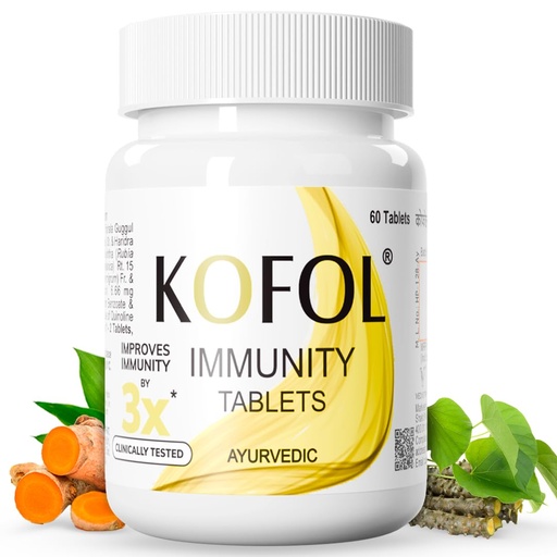 [BRSWYFTQOQNQYH3U] Vedistry Kofol Ayurvedic Immunity Tablet with Shunti, Giloy, Haldi & Pippali for Boost Immunity & Improve Respiratory Health by 6x | Clinically Tested Antioxidant Tablets for Strengthens by 3x, Improve Digestion & Energy | Protects Against Seasonal Infections & Overall Wellness – 60 Tablets (Pack of 1)