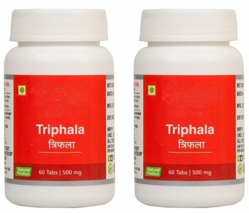 [BRSRGBDQAEBR42Q6] Sri Sri Triphla Tablets, Herbal Supplement, for Digestive Health 500Mg,Tablet - 60Count (Pack of 2)
