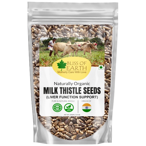 [BRSRAA3YDIIWGDL5] Bliss of Earth Milk Thistle Seeds Organic Super Food Great for Guts Health & Boost Immunity | Promotes Skin Health | High in Protein | 200GM