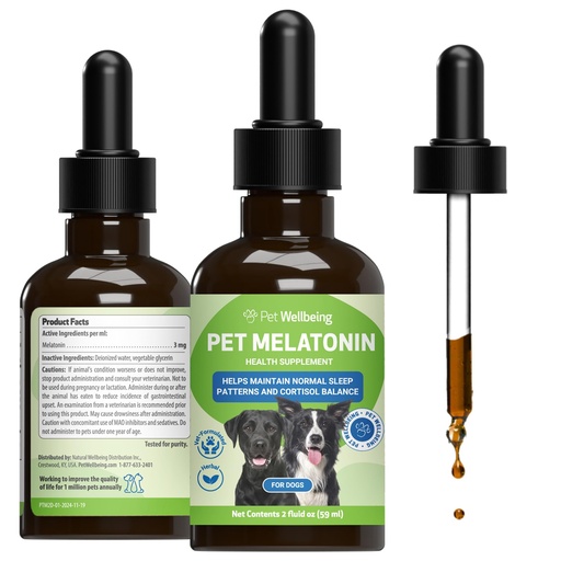 [BRSWGEAHOEBWGF3K] Pet Wellbeing Pet Melatonin for Dogs - Supports Adrenal Health, Cortisol Balance, Helps Maintain Normal Sleep Patterns - Veterinarian-Formulated Liquid Supplement 2 fl oz (59 ml)