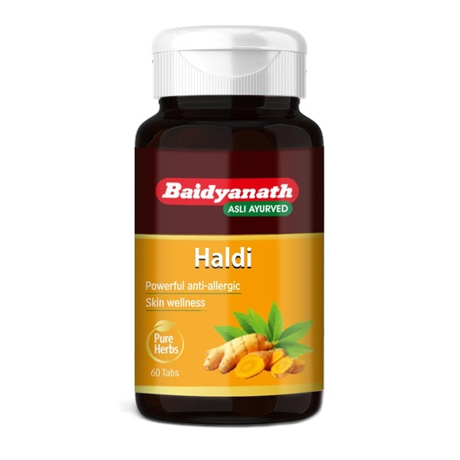 [BRSREEIODIBBS3AV] Baidyanath Haldi Tablets - 60 Tablets | Ayurvedic Turmeric Supplement | With Haridra Extract | Supports Skin, Immunity & Liver Function |