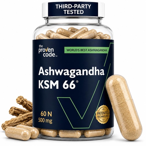 [BRSRGZ33OAGW2FA7] Ashwagandha KSM-66® 500mg | Lab Tested | 90+ Clinical Trials | 5% Withanolides | 100% Root Extract | Stress, Sleep, Energy & Immunity Support | 60 Capsules