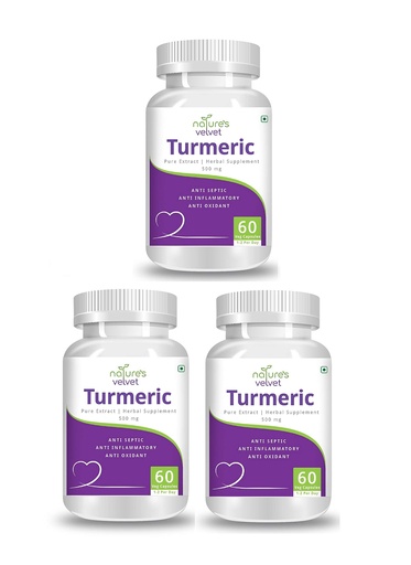 [BRSWEC35BB6BAADA] Natures Velvet Lifecare Pure Extract Turmeric/Curumin 500mg, 60 Veggie Capsules - Pack of 3
