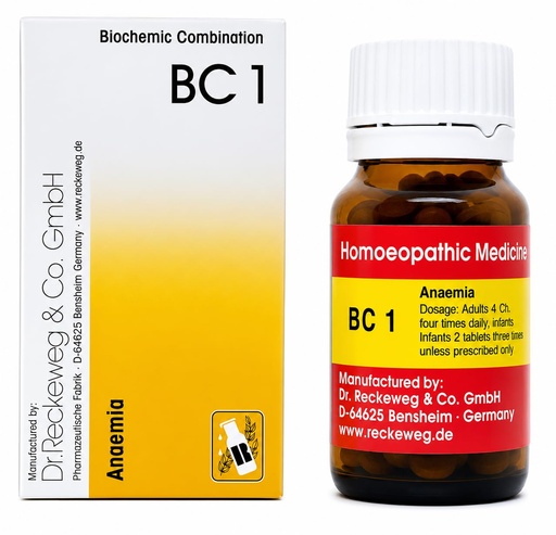 [BRSRA2Q7OIMG2EYZ] BC 1 Anaemia Tablets | Biochemic Combination for Low Hemoglobin, Iron Deficiency, Weakness & Fatigue | Homeopathic Medicine for Energy Support | 20g Bottle | Pack of 1