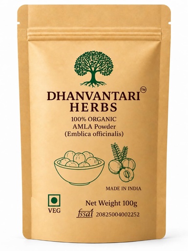[BRSREGDRDMMQMHQ6] Dhanvantari Herbs Organic Amla Powder, Indian Gooseberry, Amla Churna 100g
