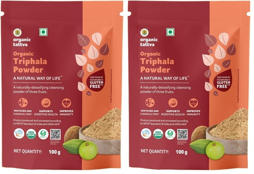 [BRSRYZAPDJ5QIDI2] Organic Tattva, Organic Triphala Powder 100 Gram Tin | All Natural,No Artificial Additives Or Harmful Pesticides | for Gastrointestinal Health & Immune System (Pack of 2)